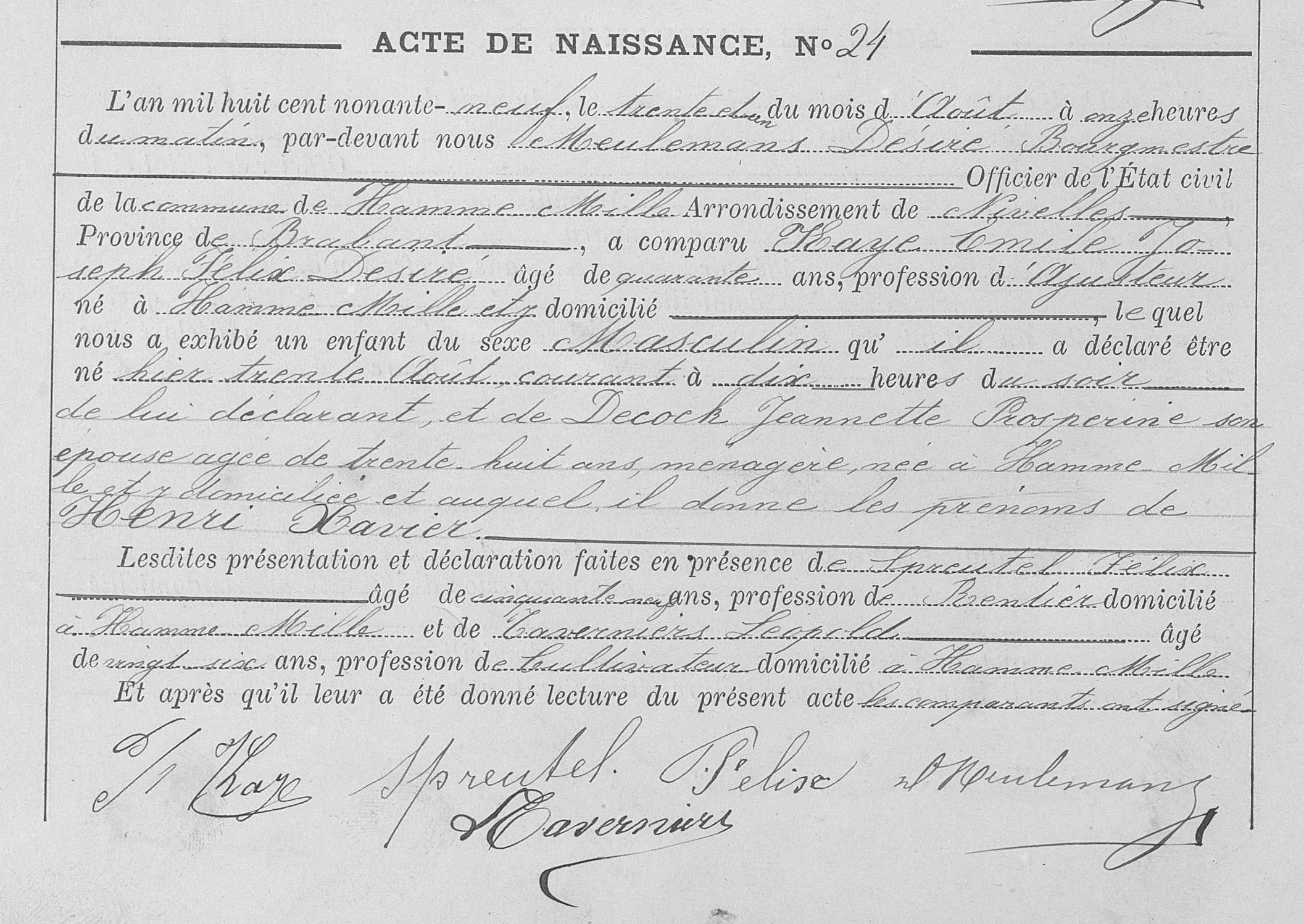 [Henri Xavier Kaye - Birth Certificate 1899/24]